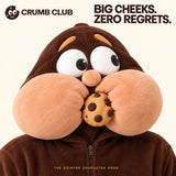 Close-up of the Goinfre hood design with oversized peach cheeks and a cookie. Big cheeks. Zero regrets.