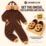 Goinfre design concept: one character onesie with a free pair of cookie slippers.