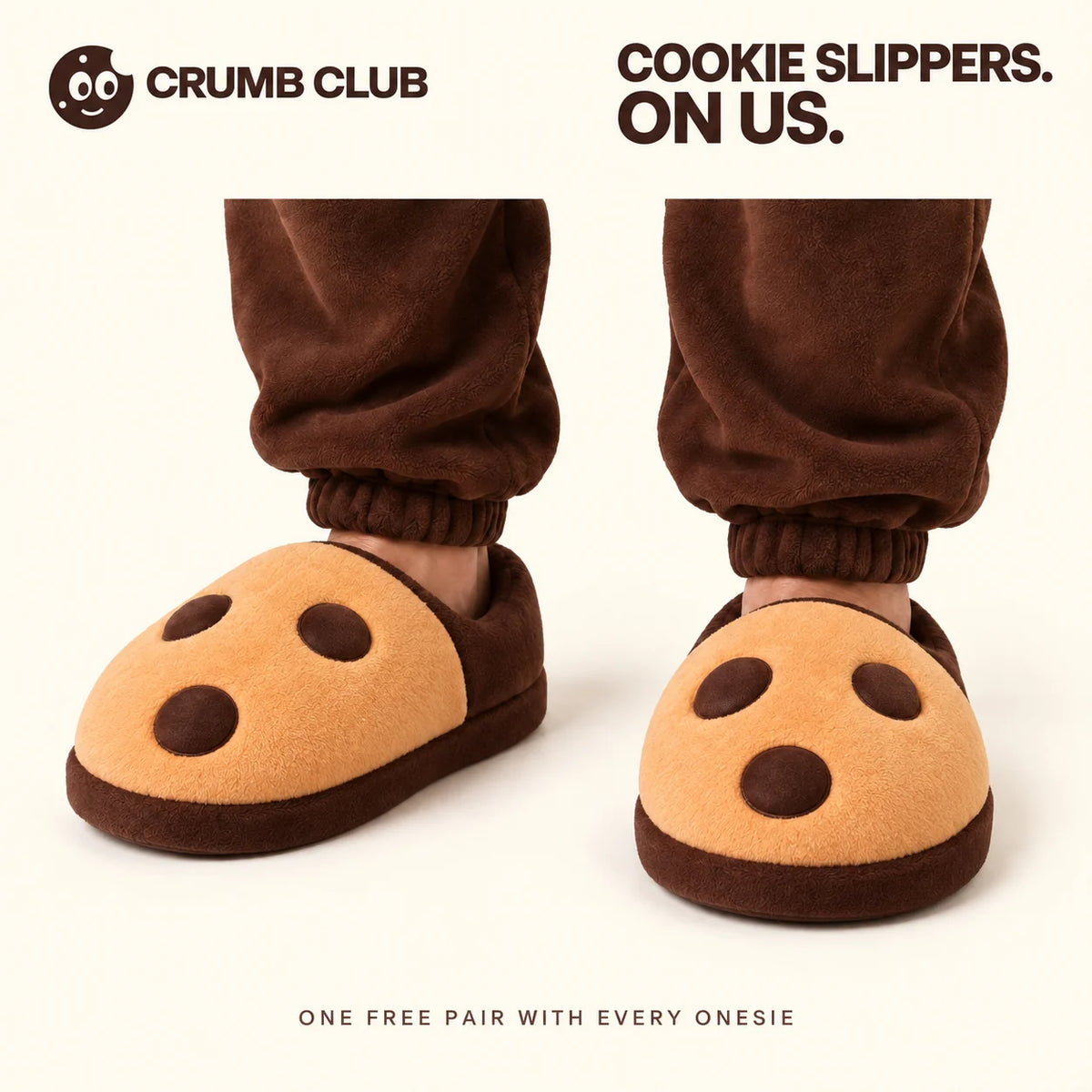 Separate cookie slippers, with one decorative bite on the left
