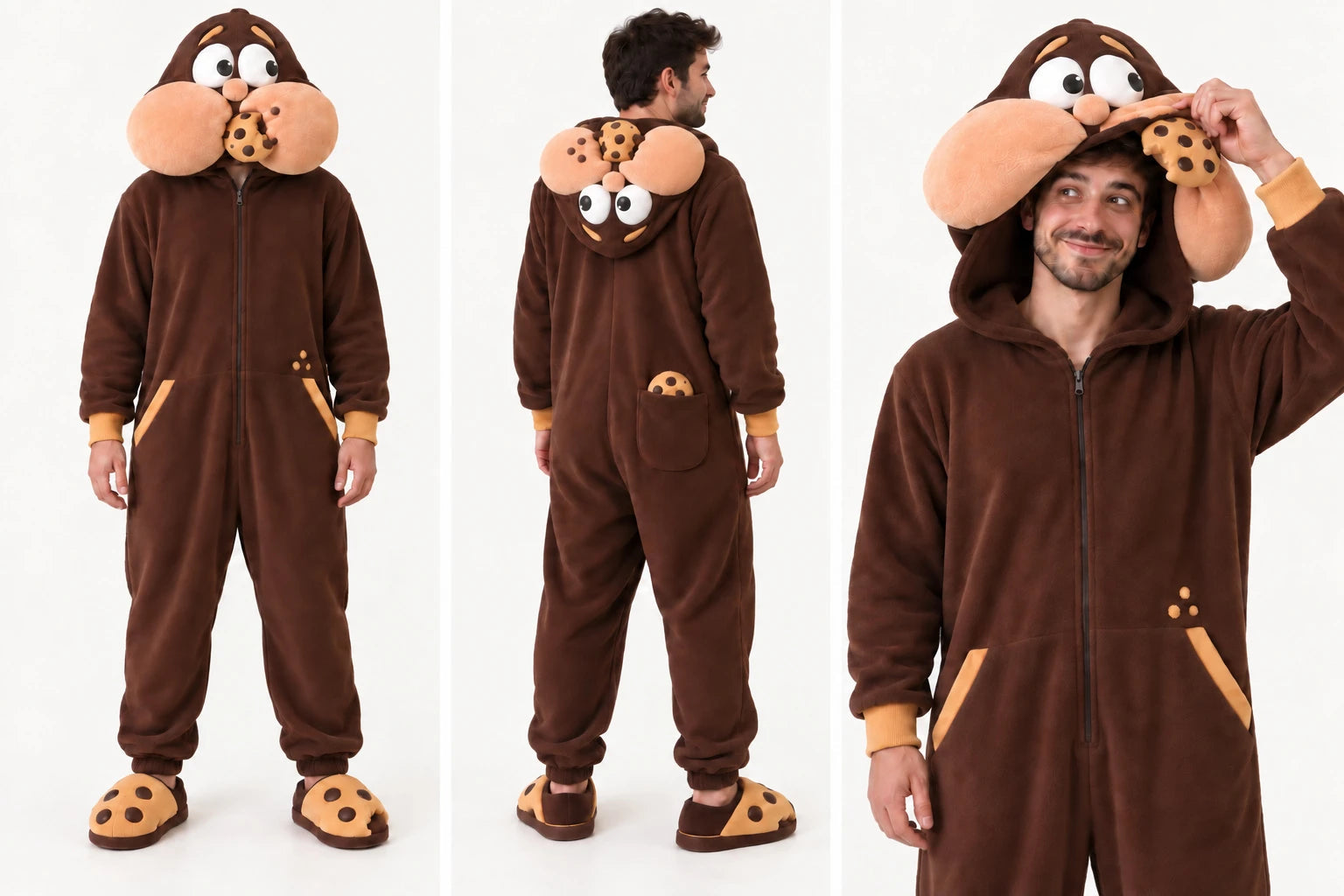 Concept back view with the hood folded down and the same character face upside down